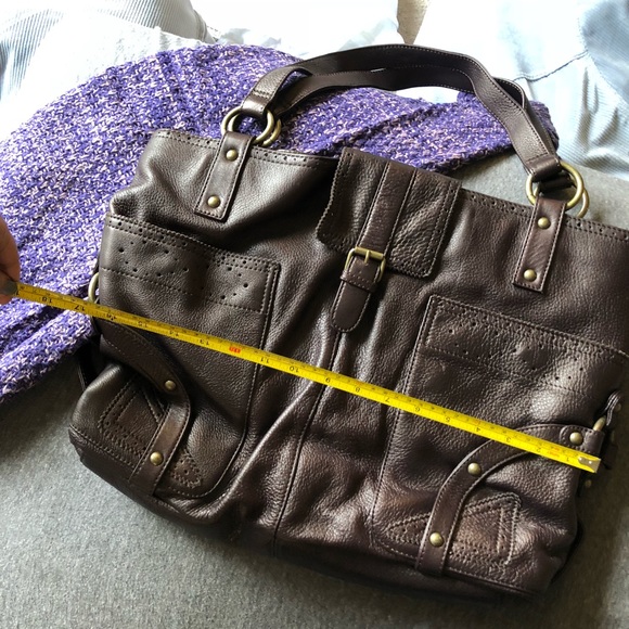 Large leather dark brown/plum HOBO bag - Picture 7 of 8